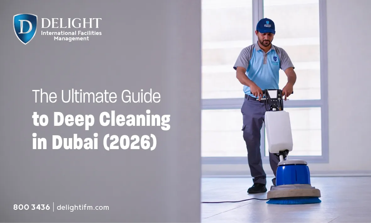 Professional deep cleaning team sanitizing a Dubai apartment